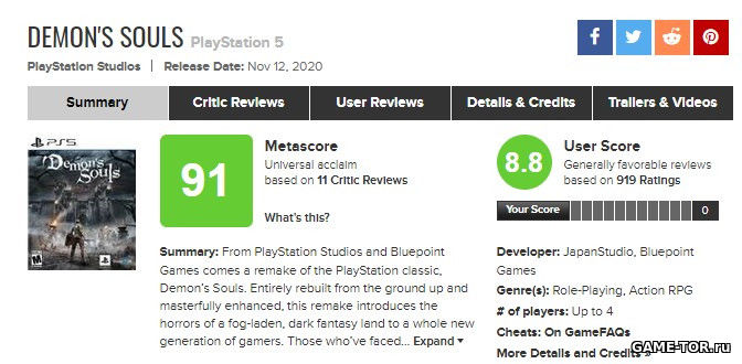PS5 начинает поколение с мастхэва — оценки ремейка Demon's Souls выше 90 баллов